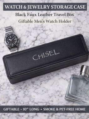 Chisel Watch Jewelry Storage Case Travel Box Black Faux Leather
